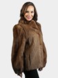 Woman's Natural Pastel Mink Fur Cord Cut Jacket