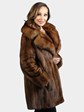 Woman's Natural Lunaraine Female Mink Stroller with Large Sable Collar