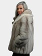 Woman's Natural Blue Fox Fur Jacket with Shadow Fox Trim