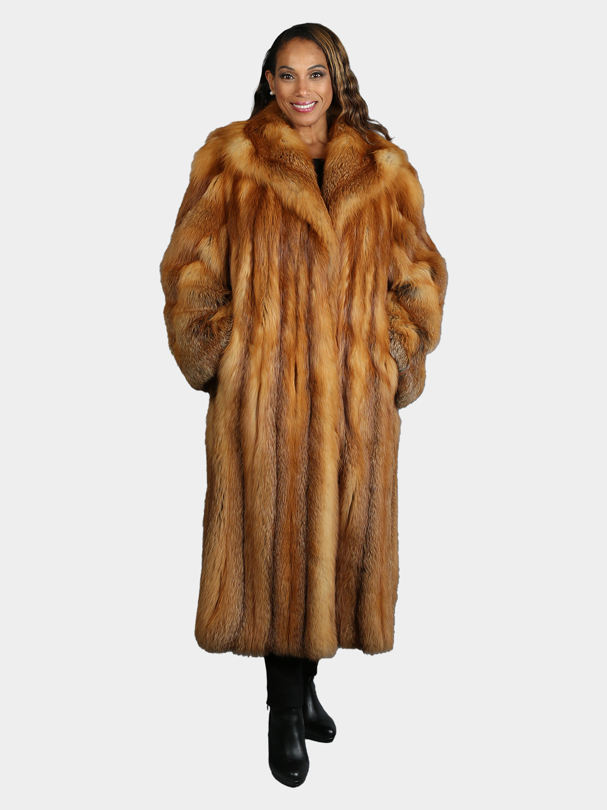 Woman's Plus Size Natural Red Fox Fur Coat