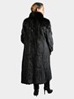 Woman's Plus Size Natural Ranch Female Mink Fur Coat with Fox Collar and Tuxedo Front