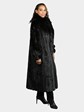 Woman's Plus Size Natural Ranch Female Mink Fur Coat with Fox Collar and Tuxedo Front