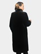 Woman's Dyed Black Sheared Mink Fur Coat Reversing to Rain Taffeta