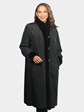 Woman's Dyed Black Sheared Mink Fur Coat Reversing to Rain Taffeta