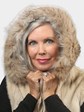 Woman's Natural Tourmaline Female Mink Fur Vest with Canadian Lynx Trim on Hood