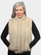 Woman's Natural Tourmaline Female Mink Fur Vest with Canadian Lynx Trim on Hood