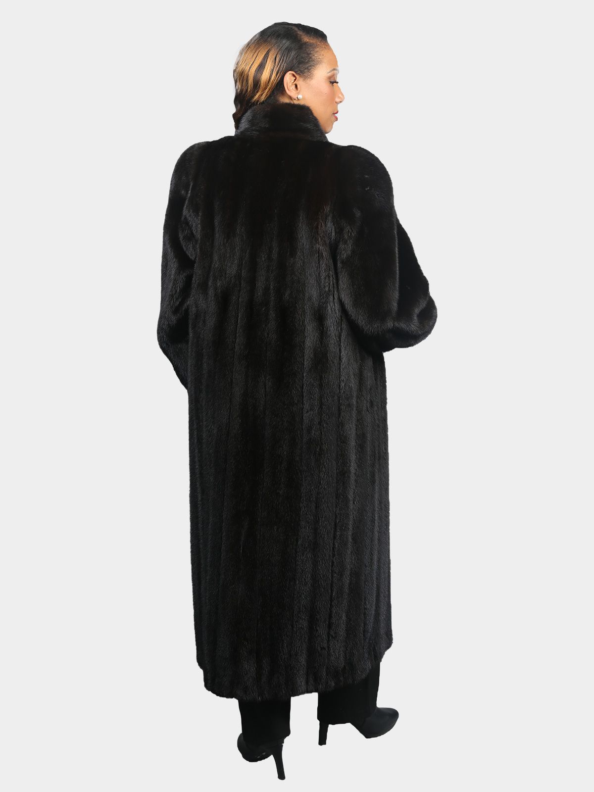 Woman's Natural Ranch Mink Fur Coat Reversible to Microfiber Fabric ...