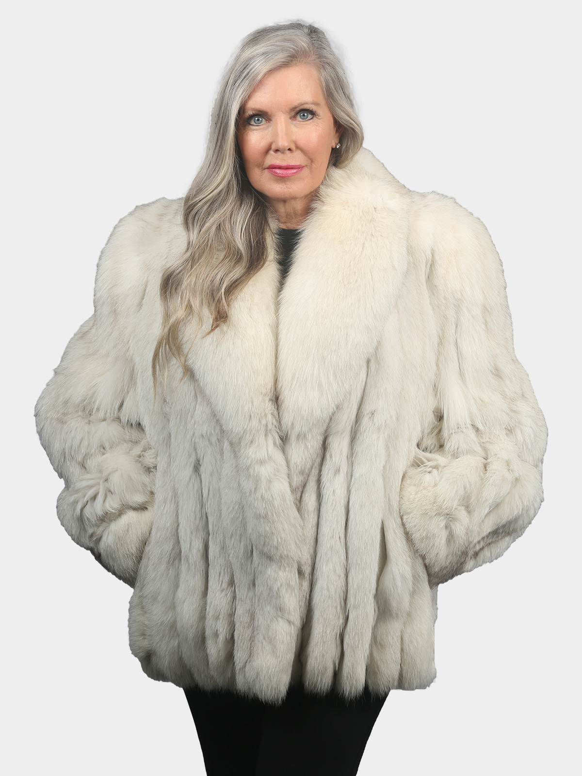 Woman's Natural Blue Fox Fur Jacket