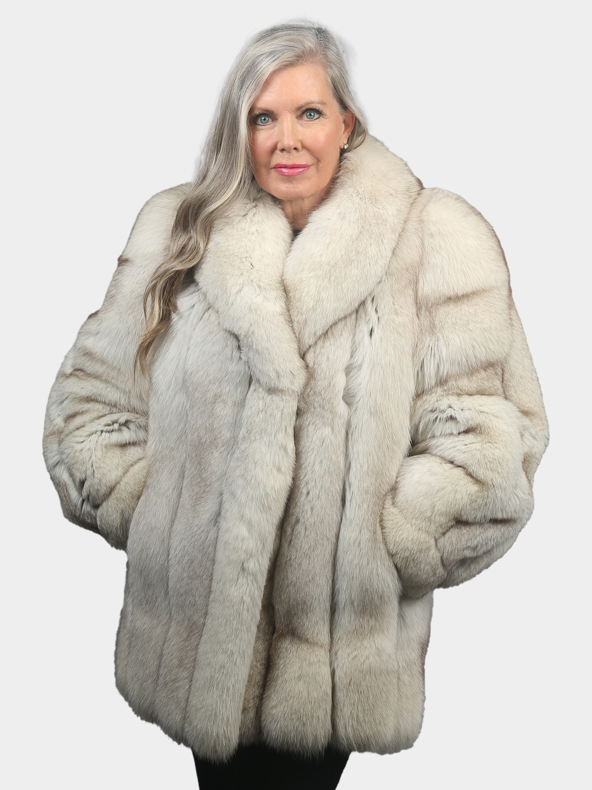 Woman's Natural Blue Fox Fur Jacket