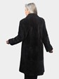 Woman's Black Sheared Mink Fur Coat with Laser Design