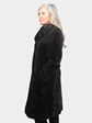 Woman's Black Sheared Mink Fur Coat with Laser Design