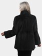 Woman's Dyed Black Sheared Mink Fur Jacket Reversing to Rain Taffeta