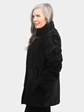 Woman's Dyed Black Sheared Mink Fur Jacket Reversing to Rain Taffeta