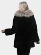 Woman's Black Sheared Mink Fur Stroller with Hood