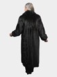 Woman's Natural Ranch Mink Fur Coat with Black Fox Tuxedo