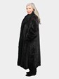 Woman's Natural Ranch Mink Fur Coat with Black Fox Tuxedo