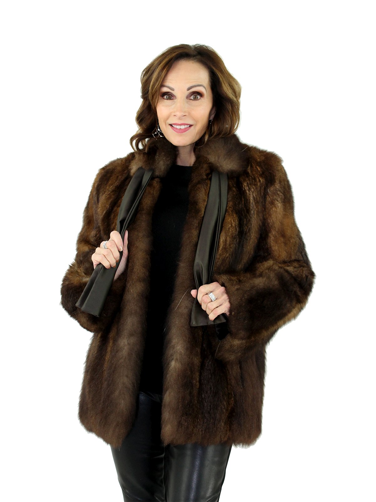 Natural Opossum Fur Jacket - Women's Fur Jacket - Small| Estate Furs