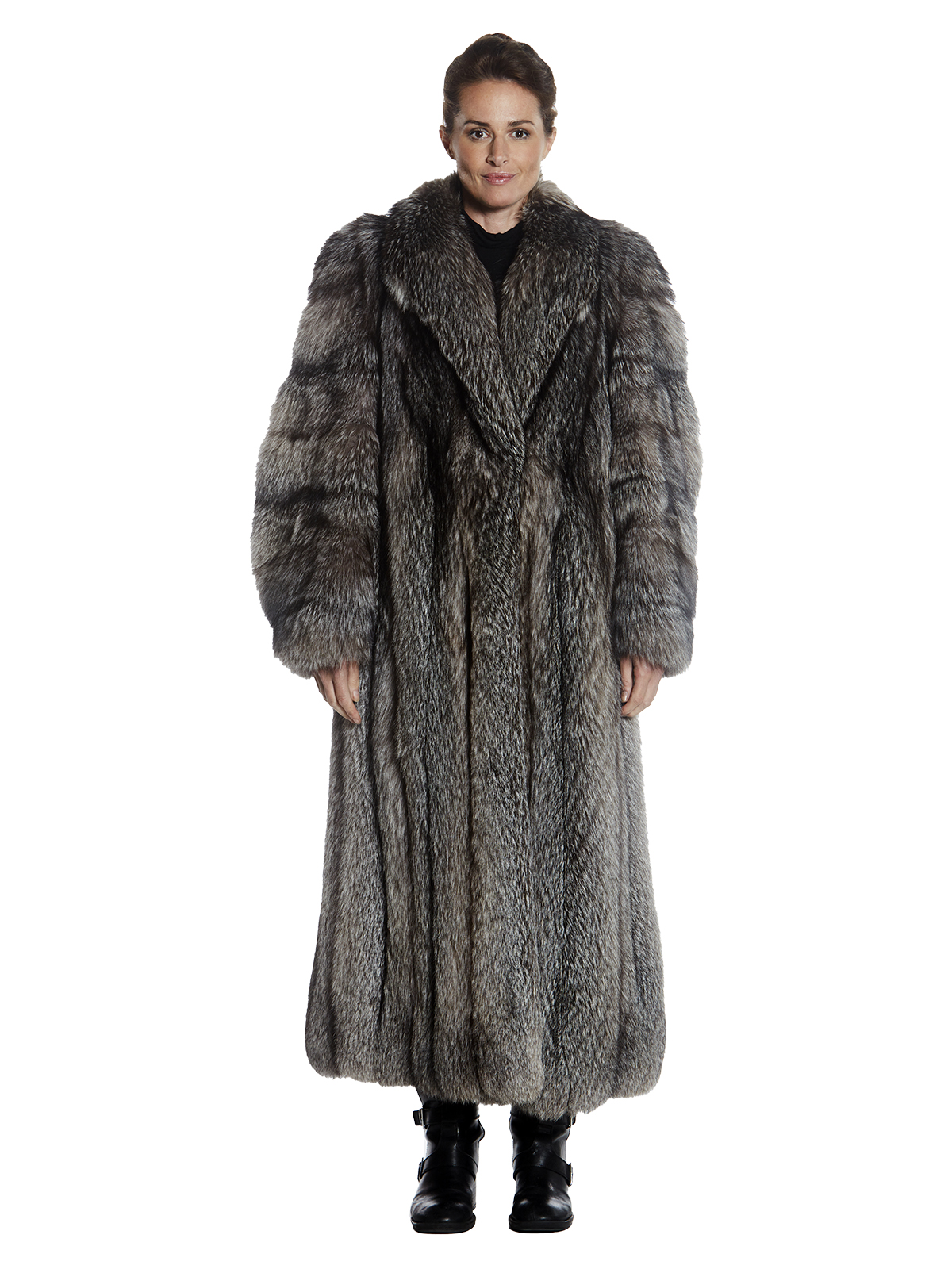 Womens Indigo Fox Fur Full Length Coat - XL| Estate Furs