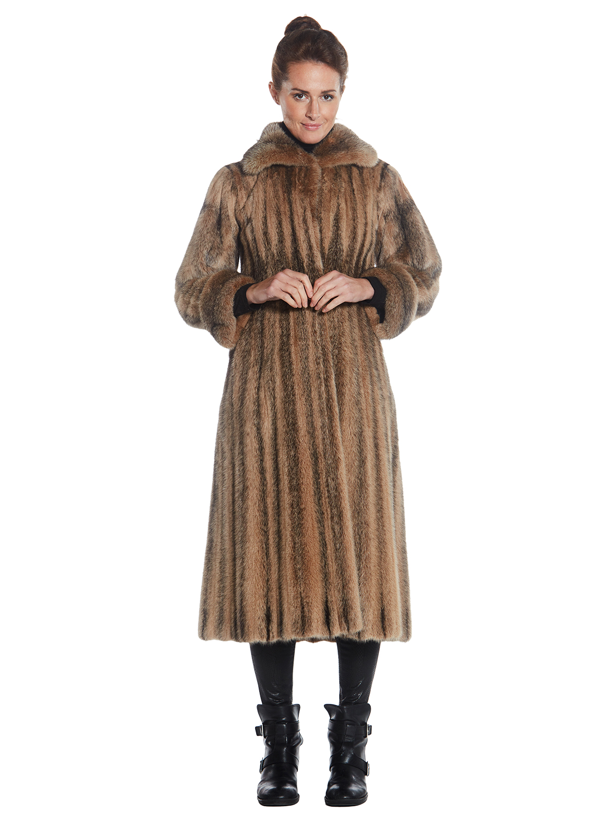 Womens Black Cross Mink Fur Coat - Small| Estate Furs