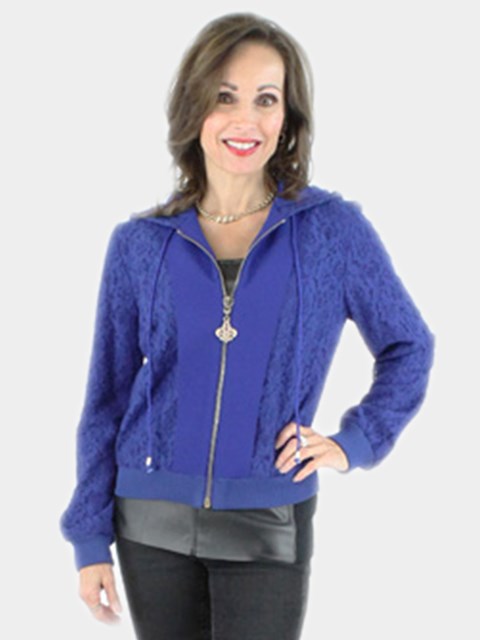 Blue Fabric Zipper Jacket