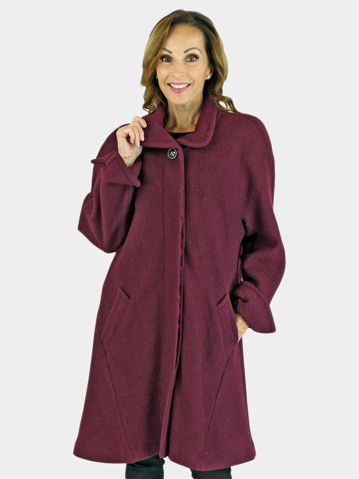 Woman's Wine Cloth Coat | Estate Furs