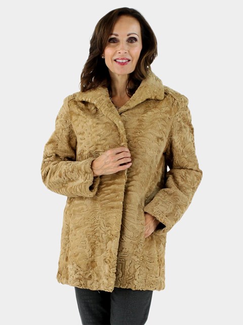 Woman's Golden Swakara Lamb Fur Stroller