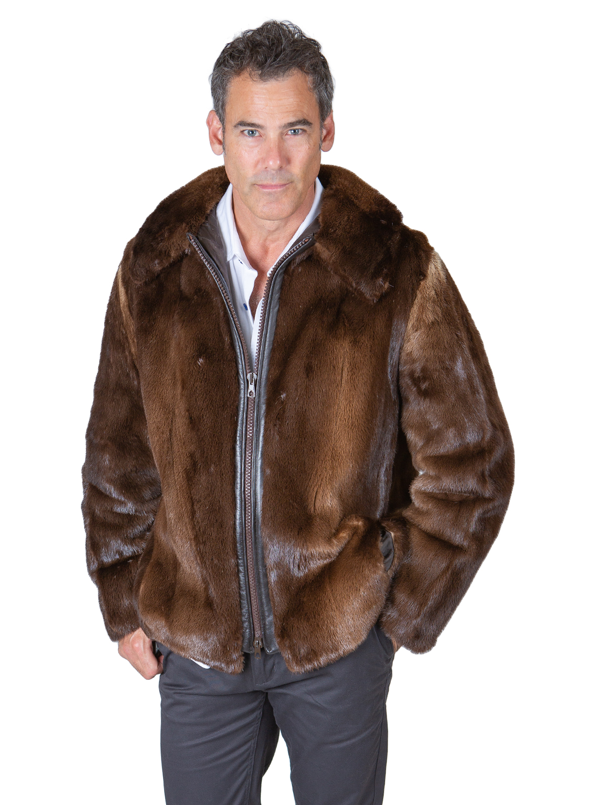 brown fur jacket with hood