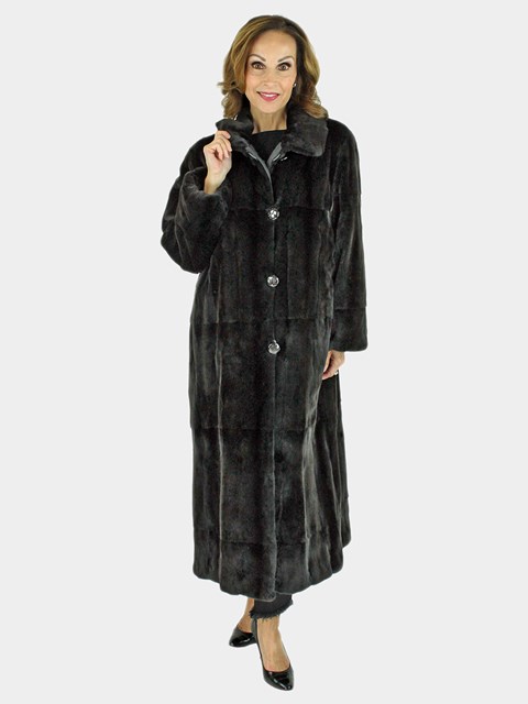 Woman's Ultra Light Black Sheared Mink Fur Coat