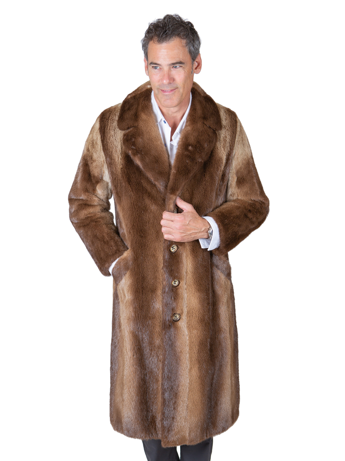 Men's Double Breasted Otter Fur Coat