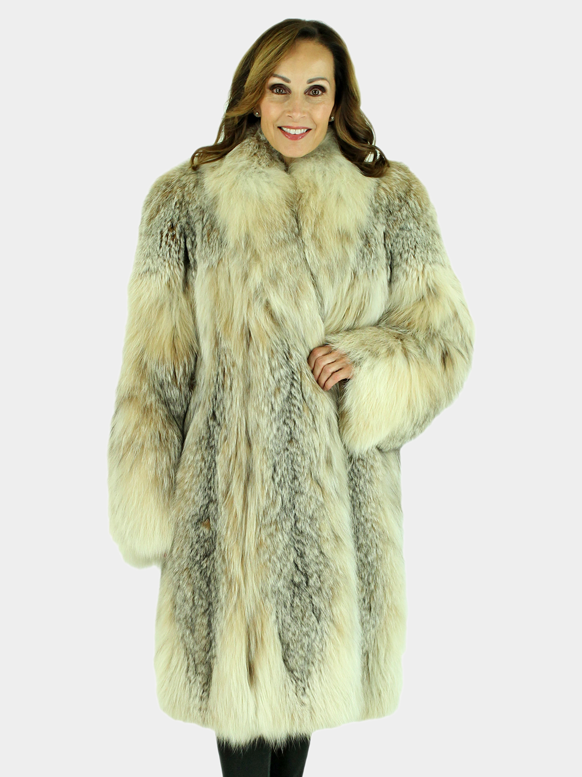 Natural Canadian Lynx Fur 7/8 Coat - Large | Estate Furs