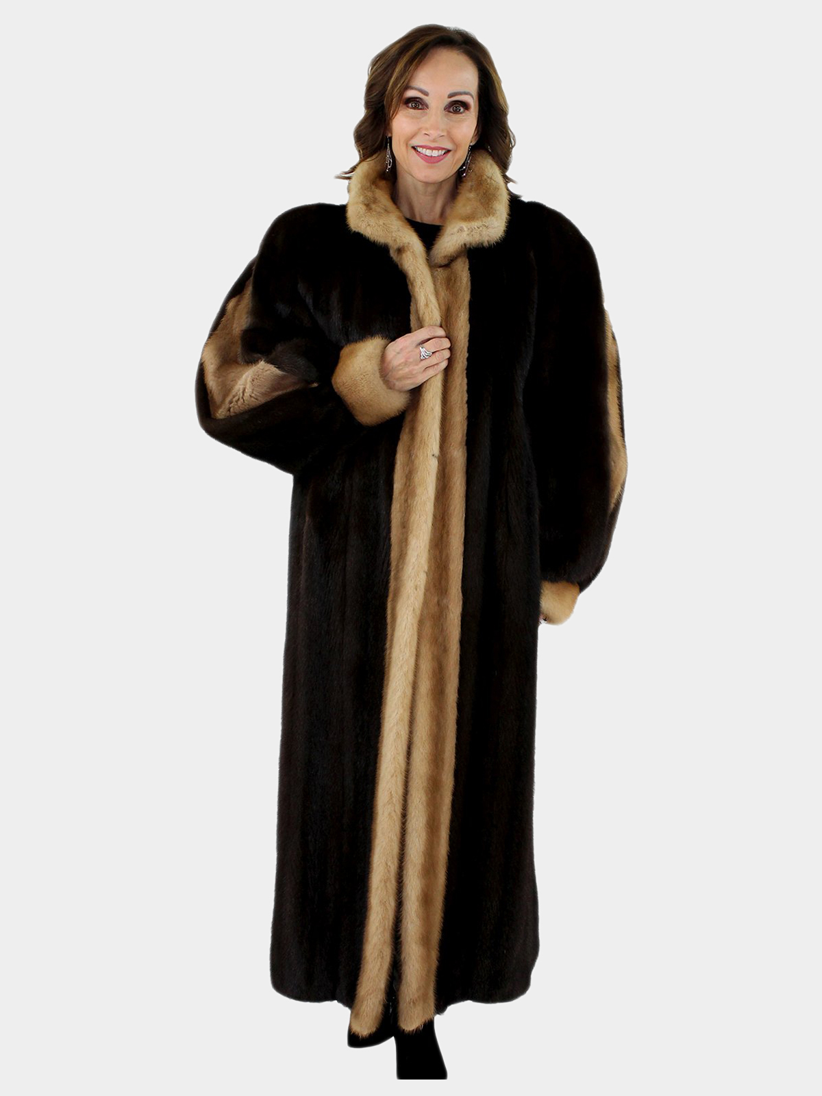 Full length sale mahogany mink coat