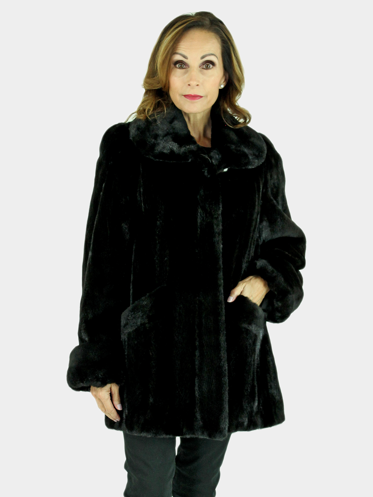 Black Semi-Sheared Mink Fur Jacket | Estate Furs