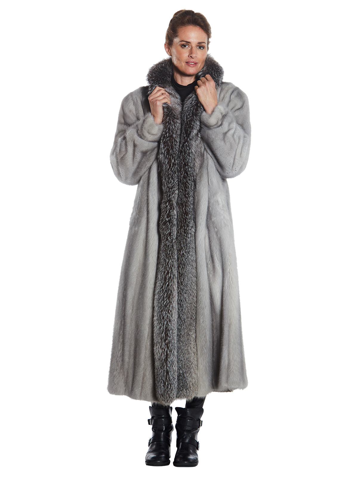 Full Length Grey Cerulean Mink Fur Coat Womens Fur Coat Large Estate Furs 