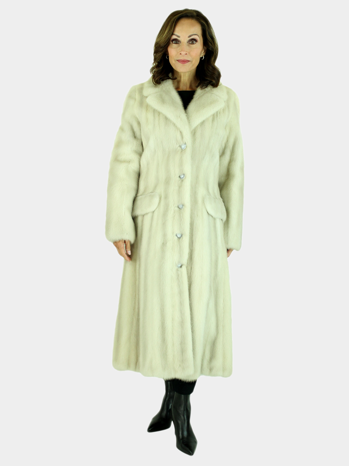 White Mink Fur Trench Coat For Women