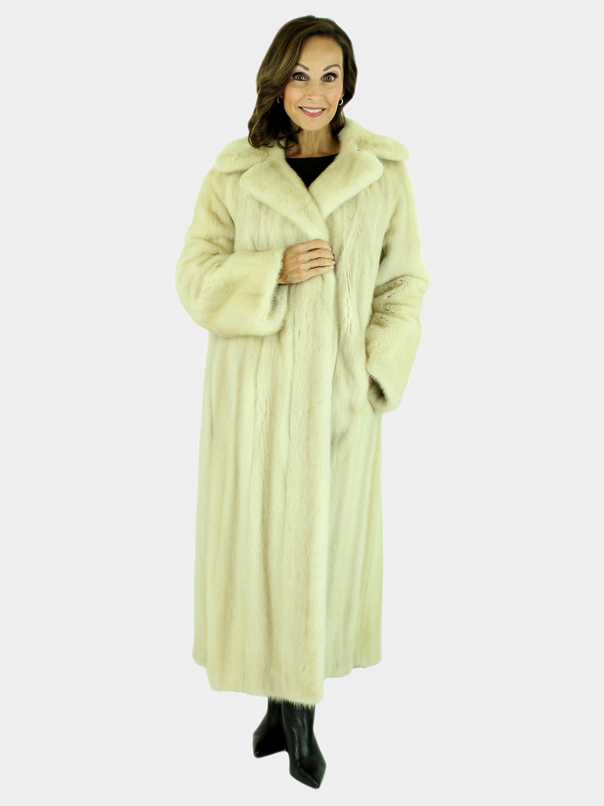 White Mink Fur Trench Coat For Women