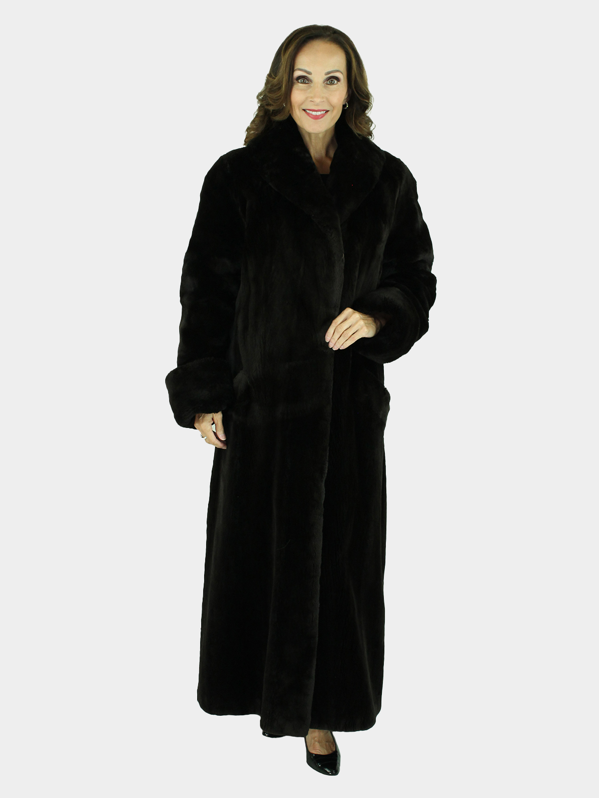 Seal Fur Coat with Sheared Beaver Collar and Cuffs