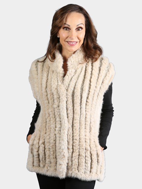 Woman's Tourmaline Knit Mink Fur Vest