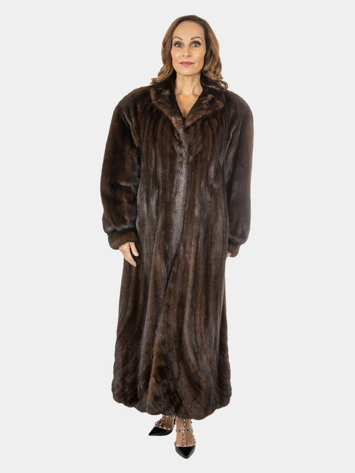 Givenchy Mahogany Female Mink Fur Coat - Large | Estate Furs