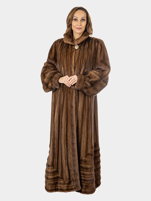 Woman's Demi Buff Female Mink Fur Coat with Directional Body