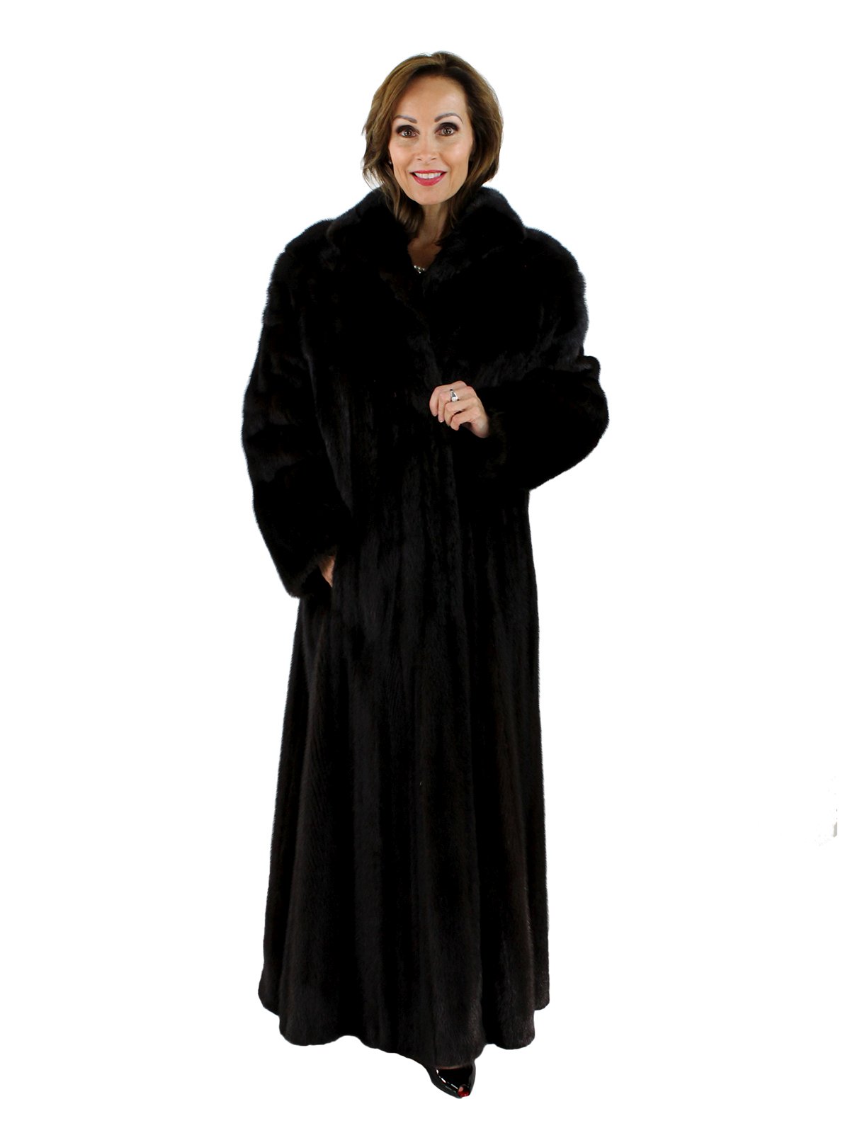 Plus Size Female Mink Fur Swing Coat - Women's XL - Mahogany | Estate Furs
