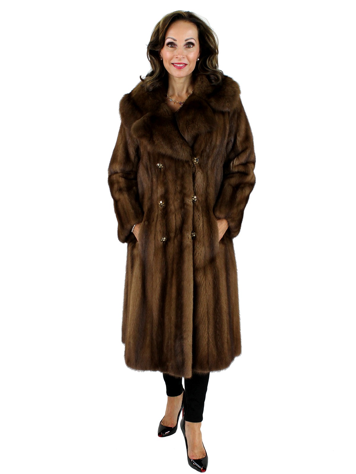 Mink Fur Coat with Sable Collar - Women 