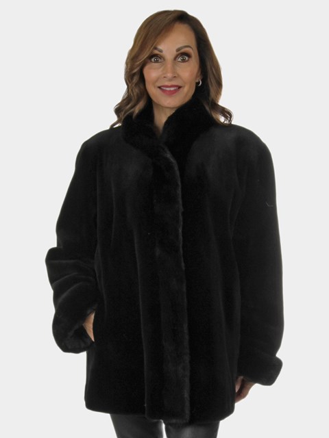 Woman's New Black Sheared Mink Jacket / Reversible