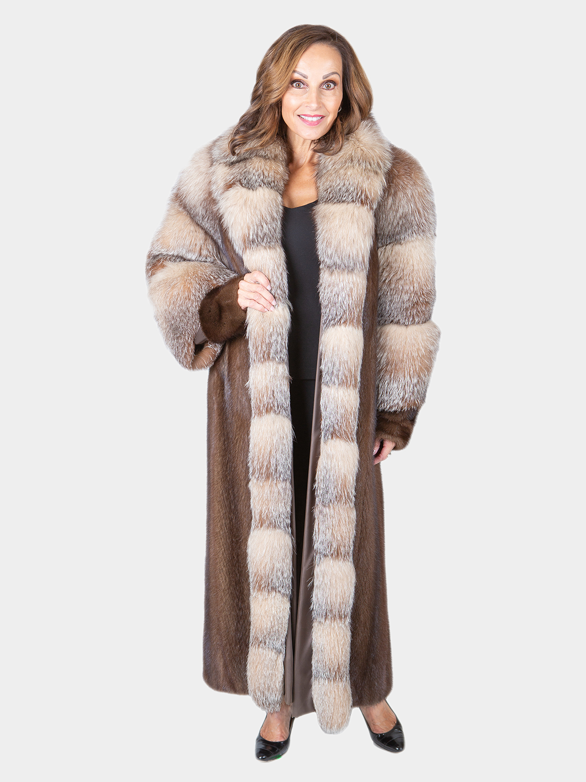 Women's Natural Crystal Fox Fur Coat - Estate Furs