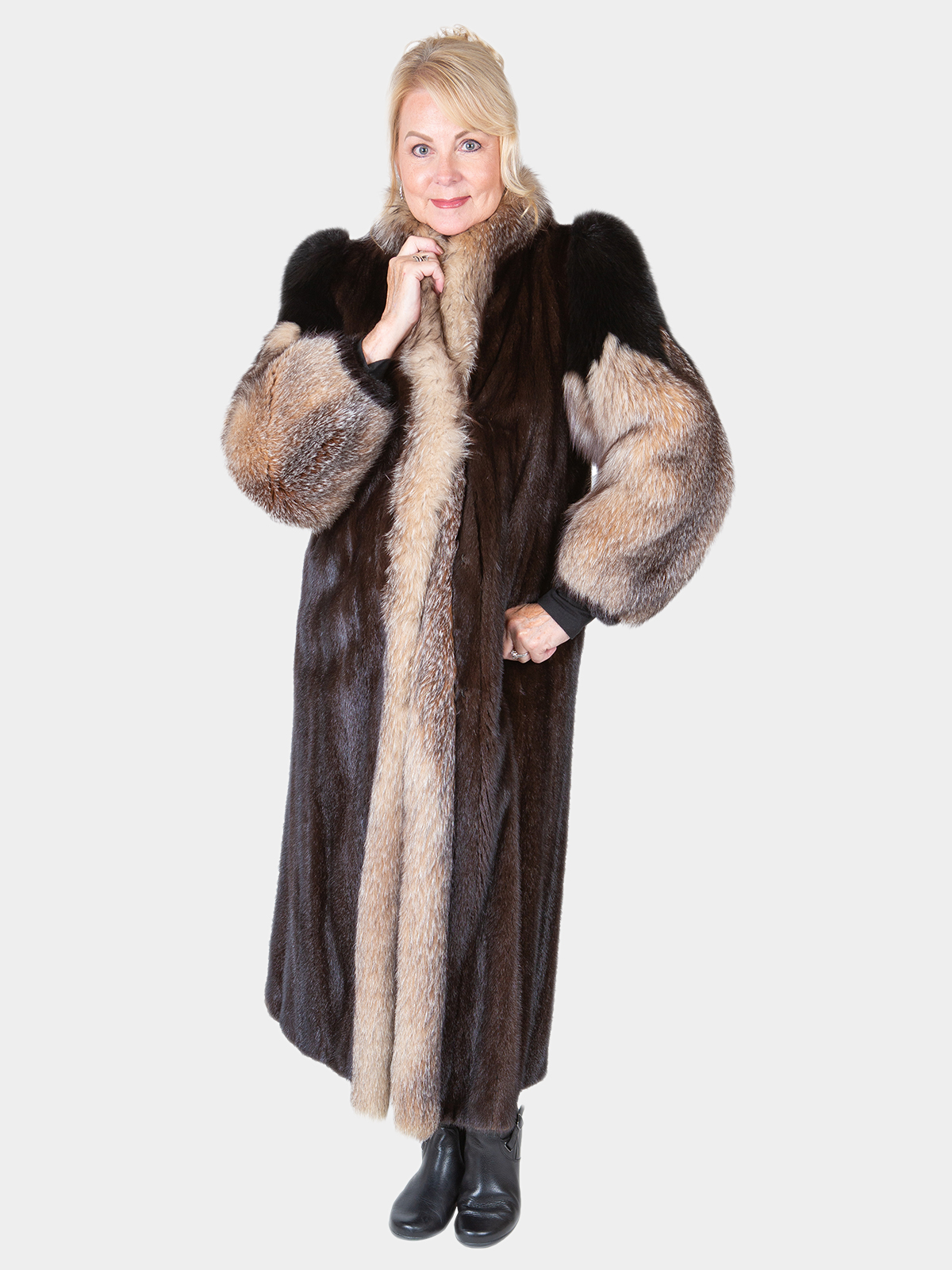 Long Mink Faux Fur Coat (2colors)