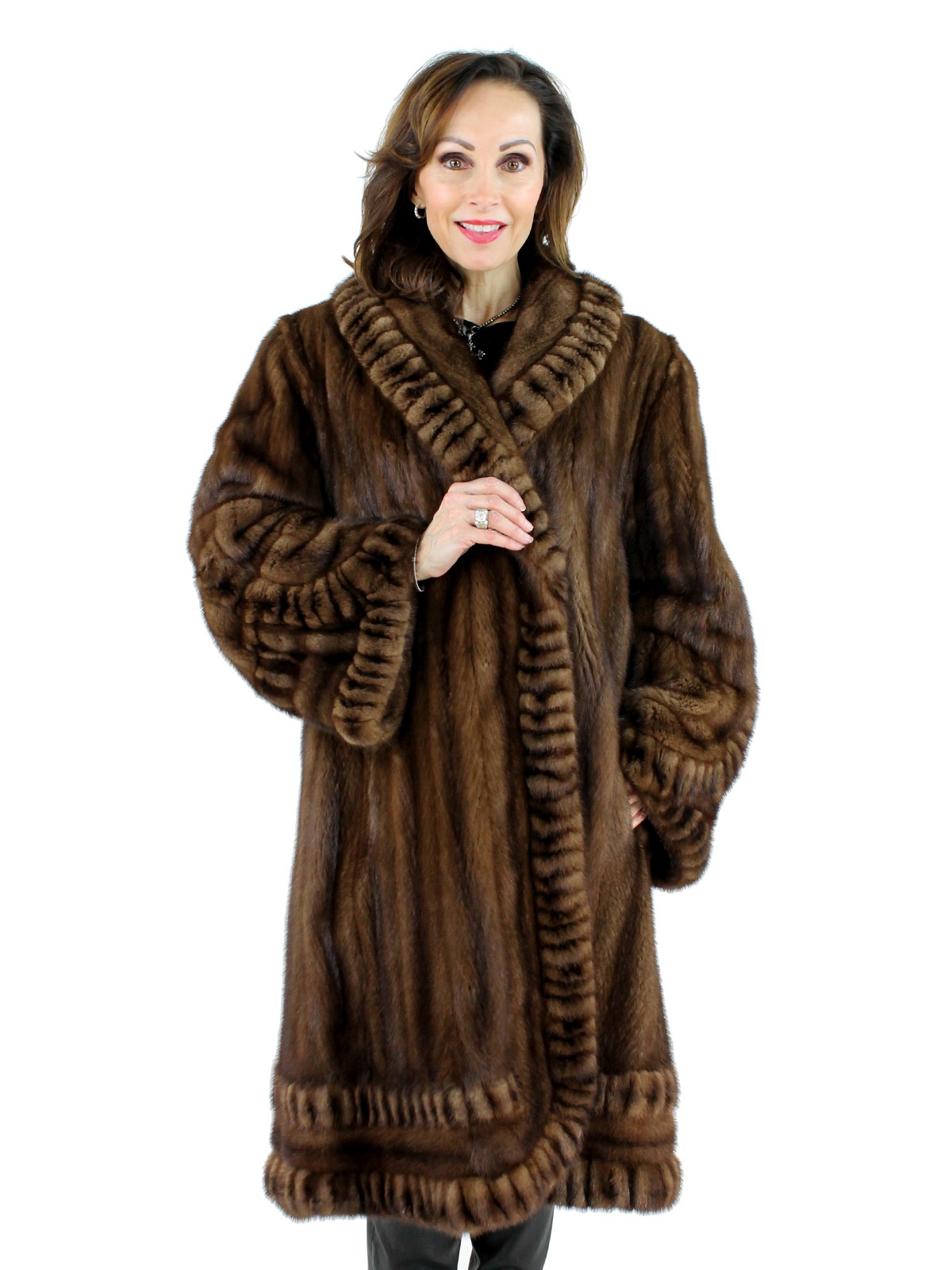 Plus Size Female Mink Fur Swing Coat Women S Xl Mahogany Estate Furs