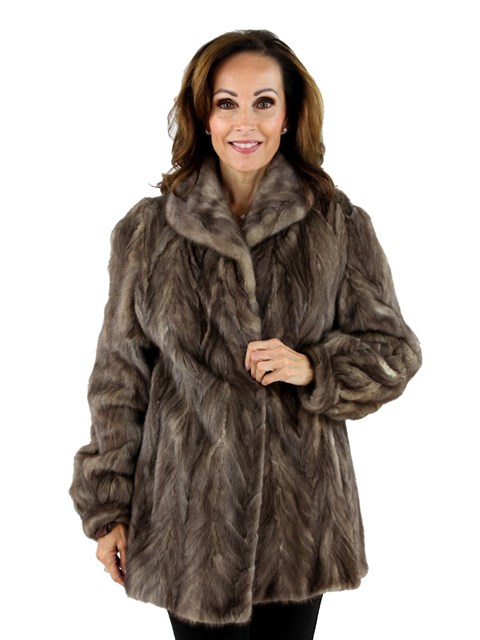 Woman's Blue Iris Sectioned Mink Fur Jacket