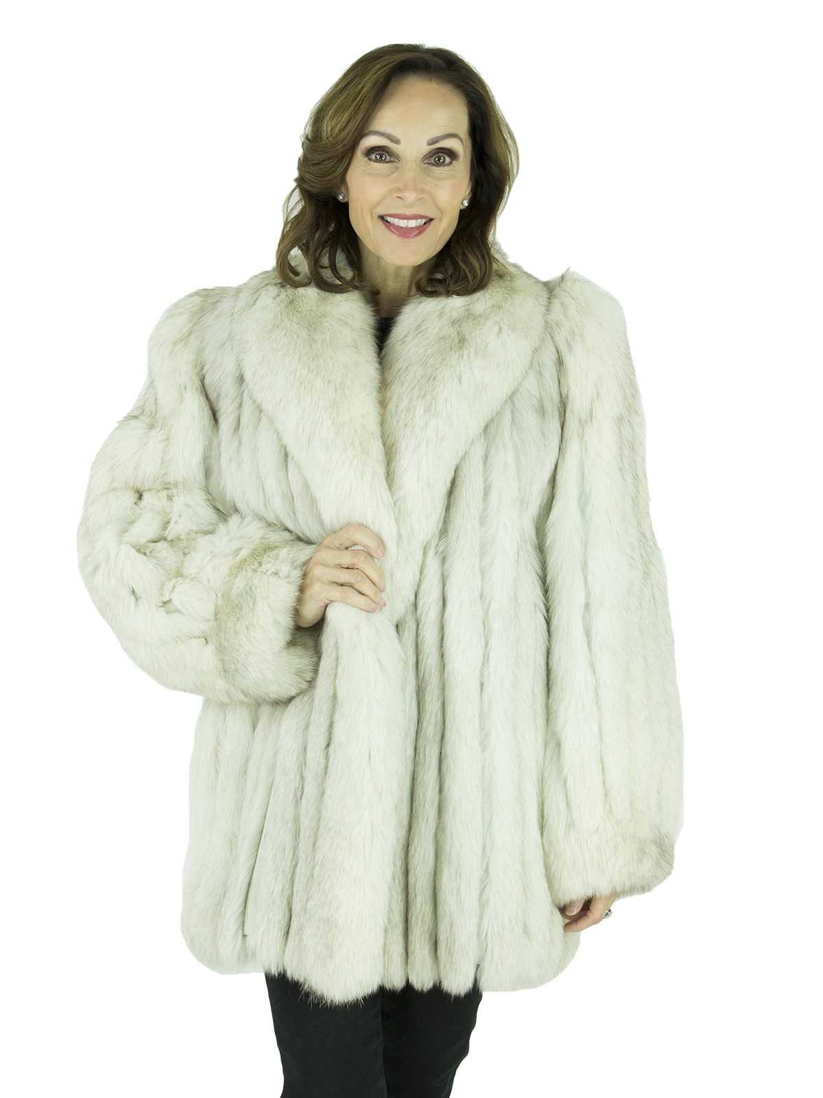 blue fox fur jacket