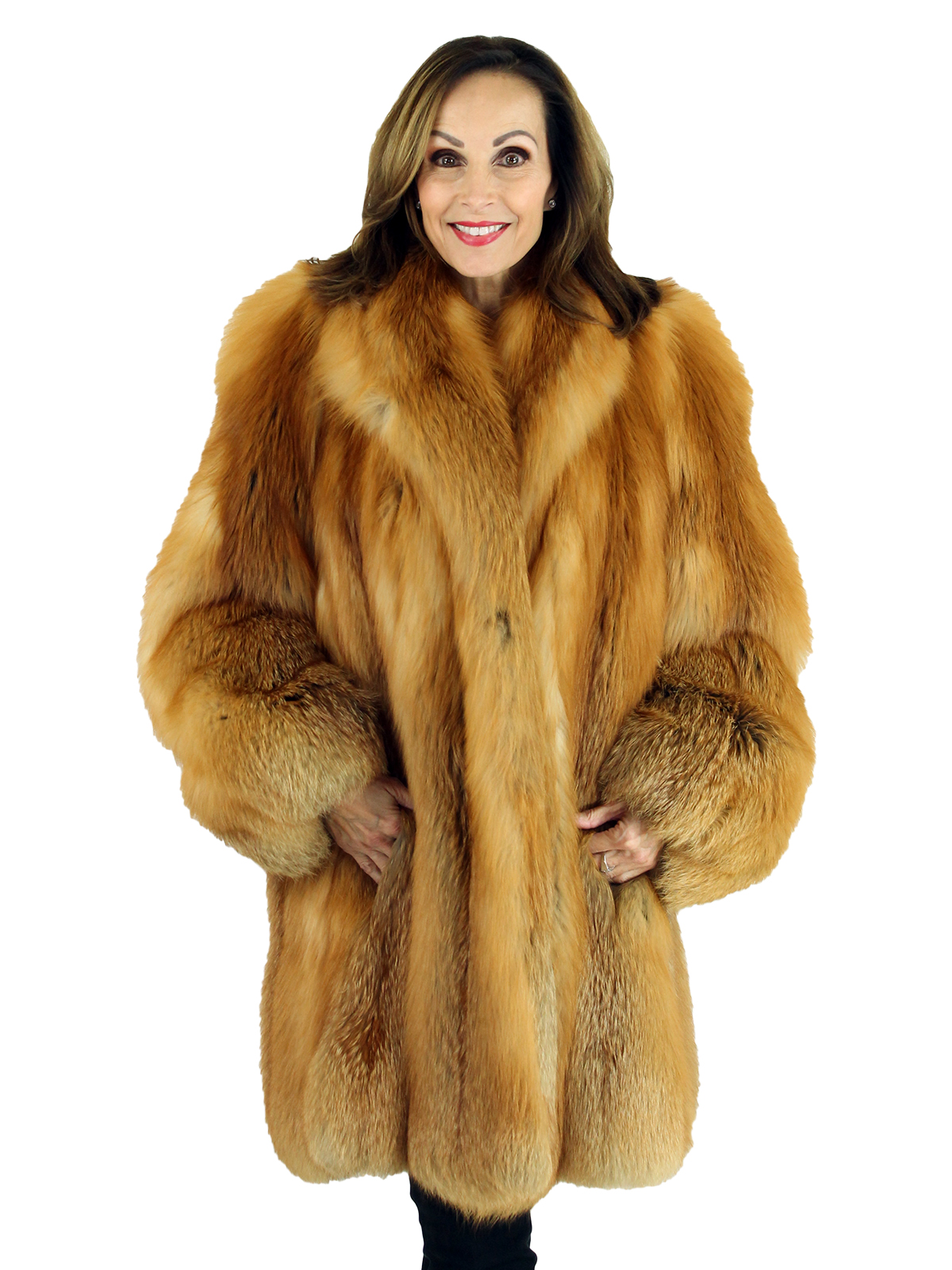 red fox fur coat
