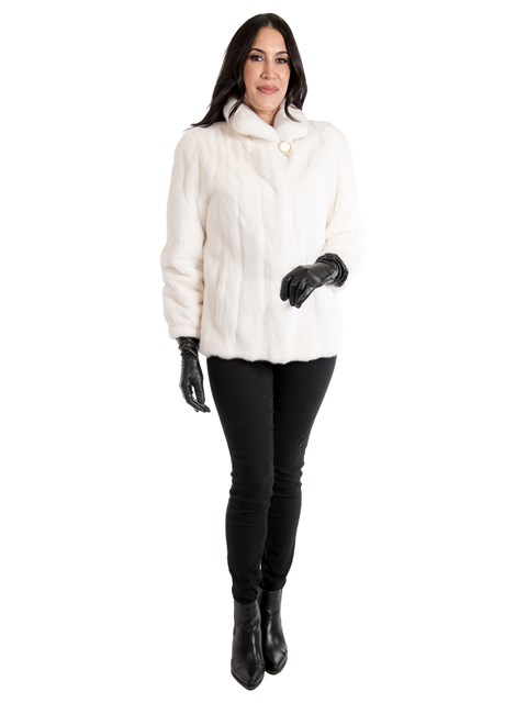 Woman's White Female Mink Fur Jacket 