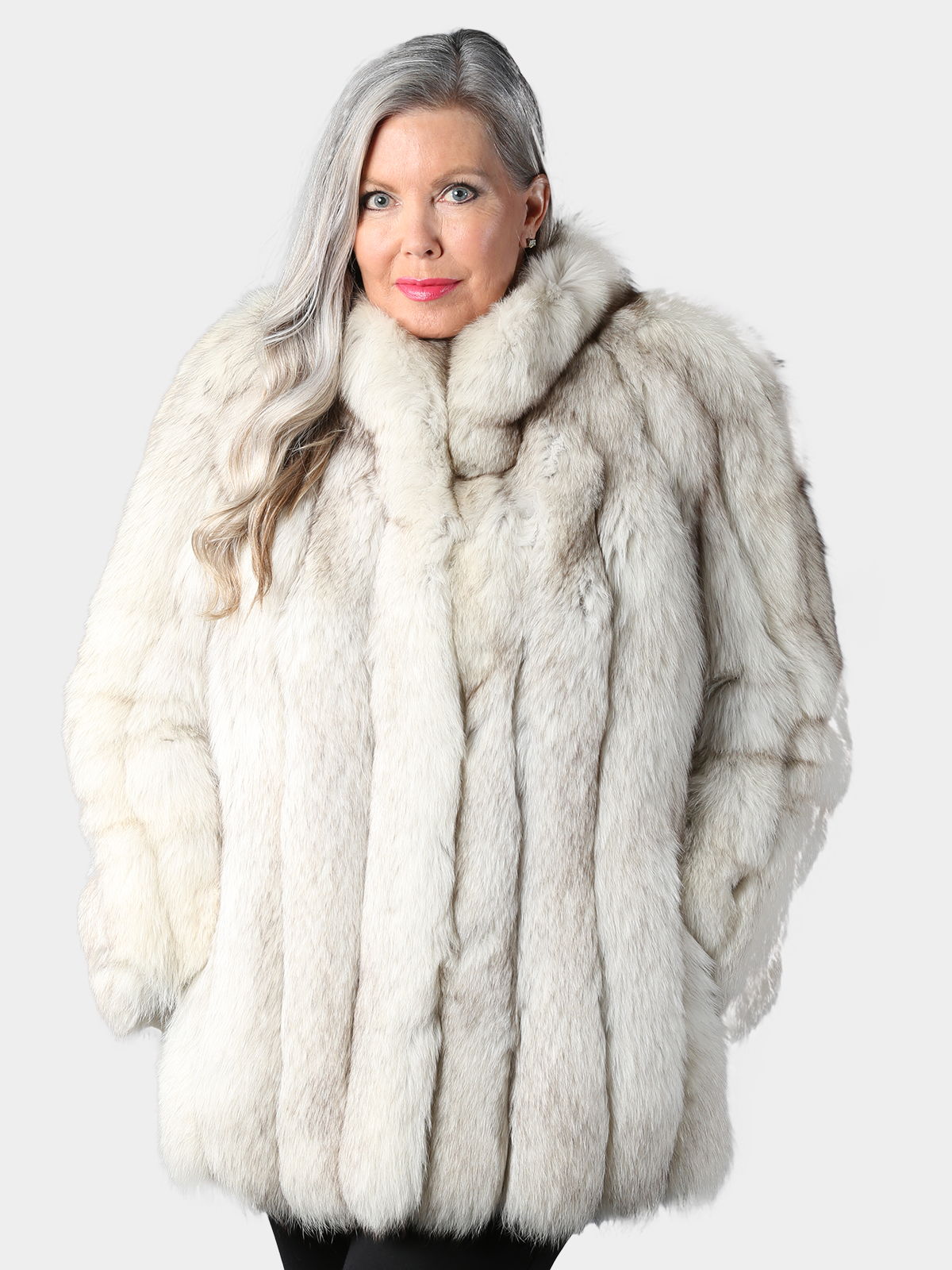 Women's Blue Fox Fur Jacket - Estate Furs